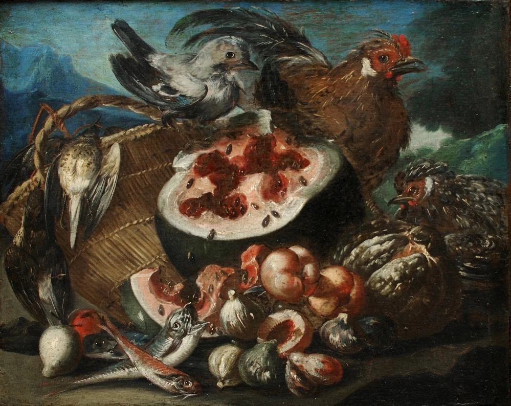 Candido - Natura morta con pesci, frutta e volatili